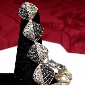 CW 925 SILVER MARCASITE & CRYSTAL BRACELET 7.5"